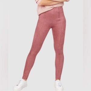 Spanx XSmall Petite Leggings Faux Suede in Rich Rose NWT